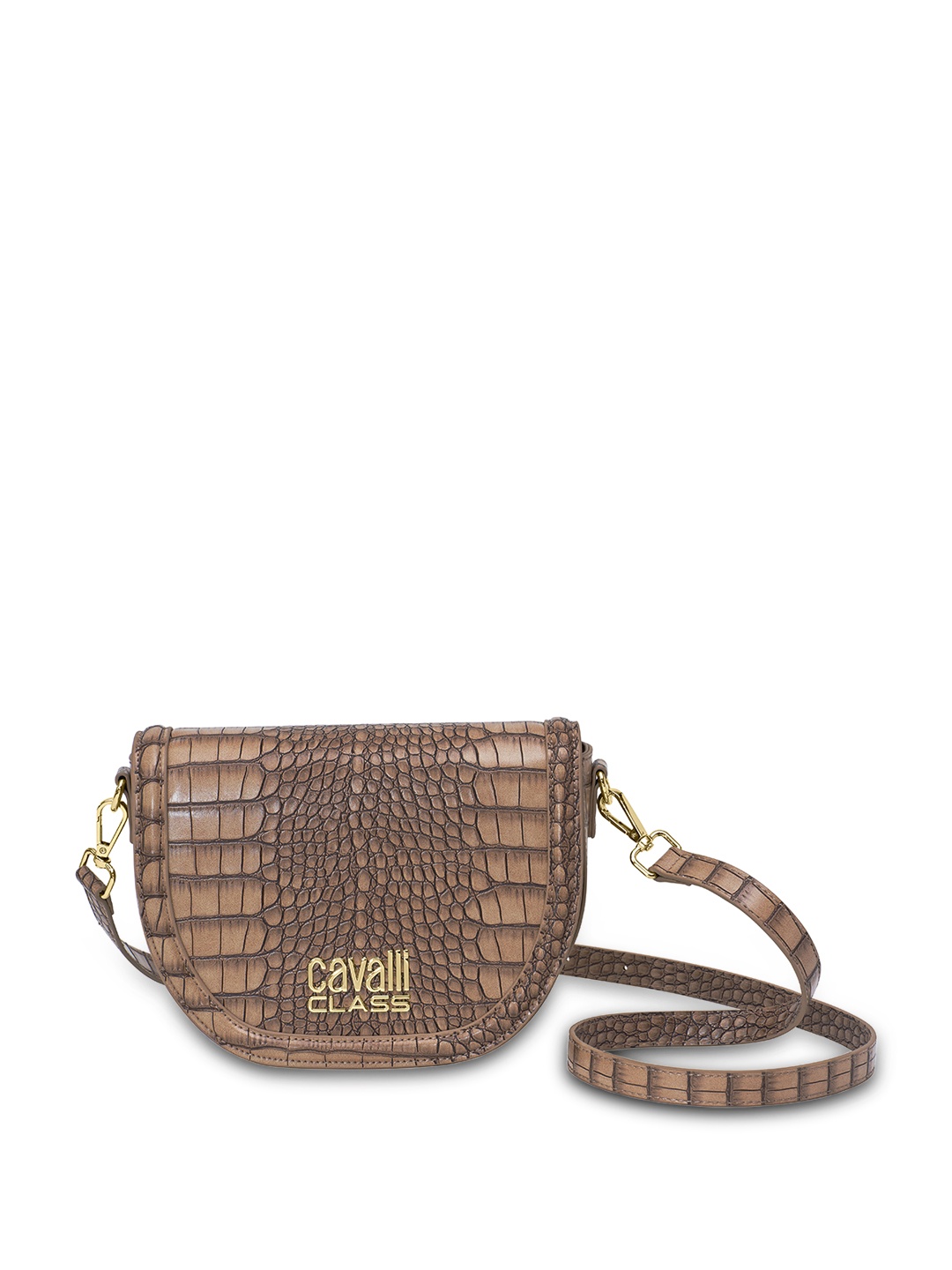 

Cavalli Class Animal Textured Structured Sling Bag, Brown