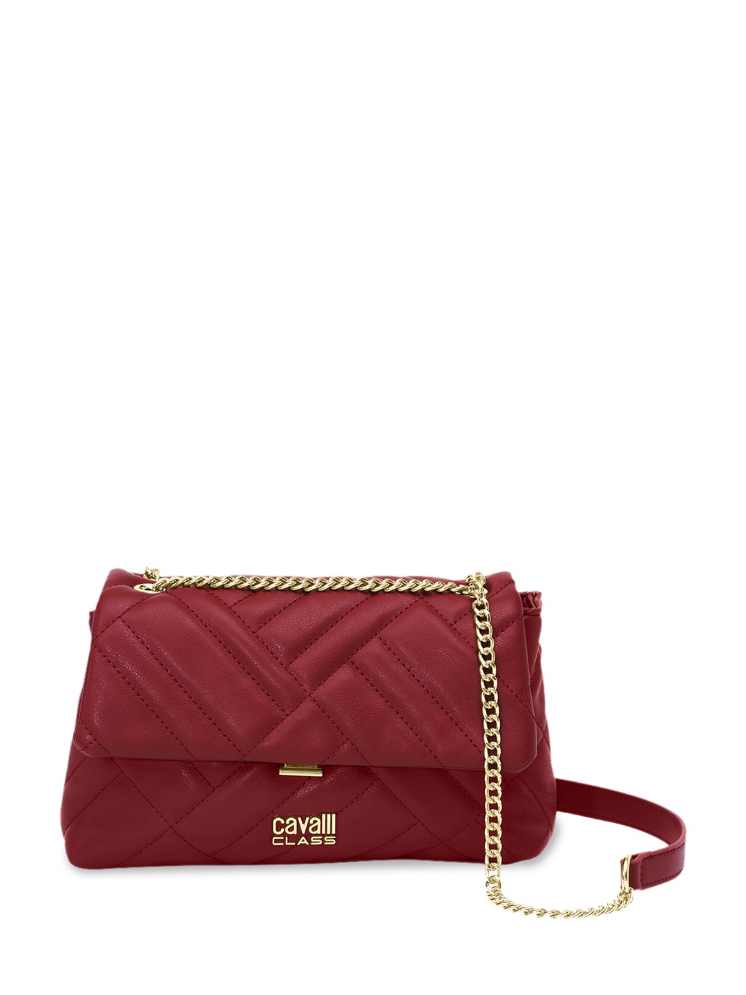

Cavalli Class Textured Quilted Structured Sling Bag, Burgundy