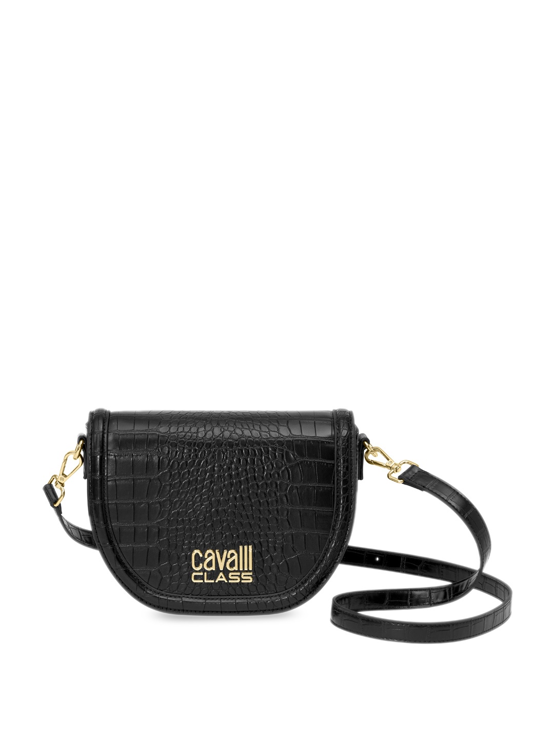 

Cavalli Class Textured Structured Sling Bag, Black