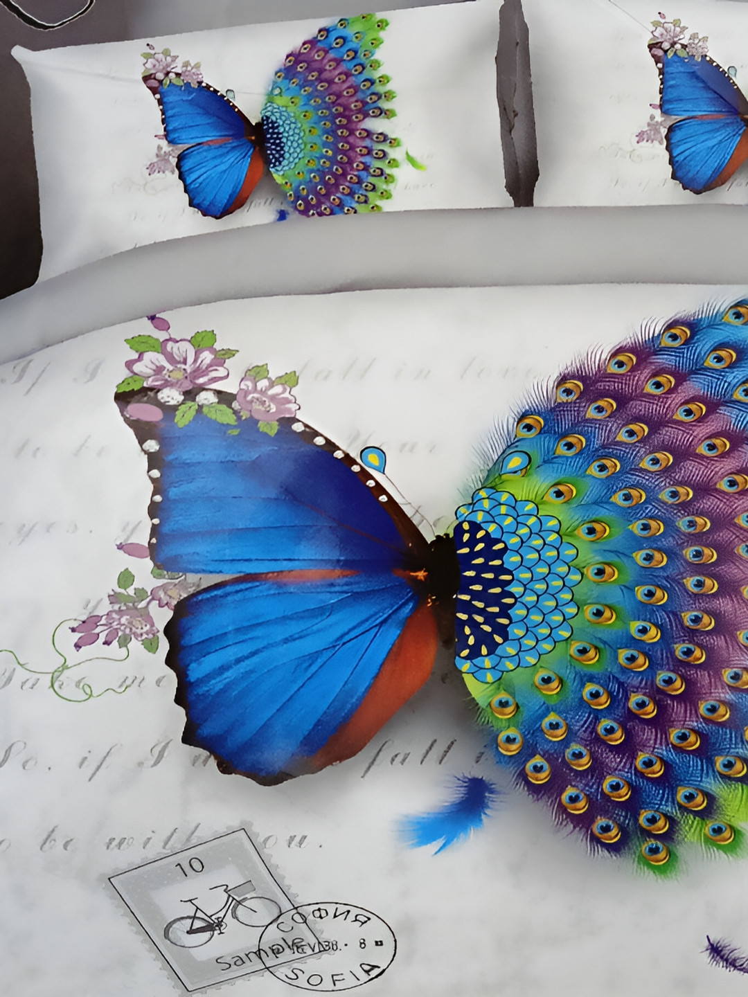 

Signature Fusion Off White & Blue 144 TC Queen Bedsheet with 2 Pillow Covers