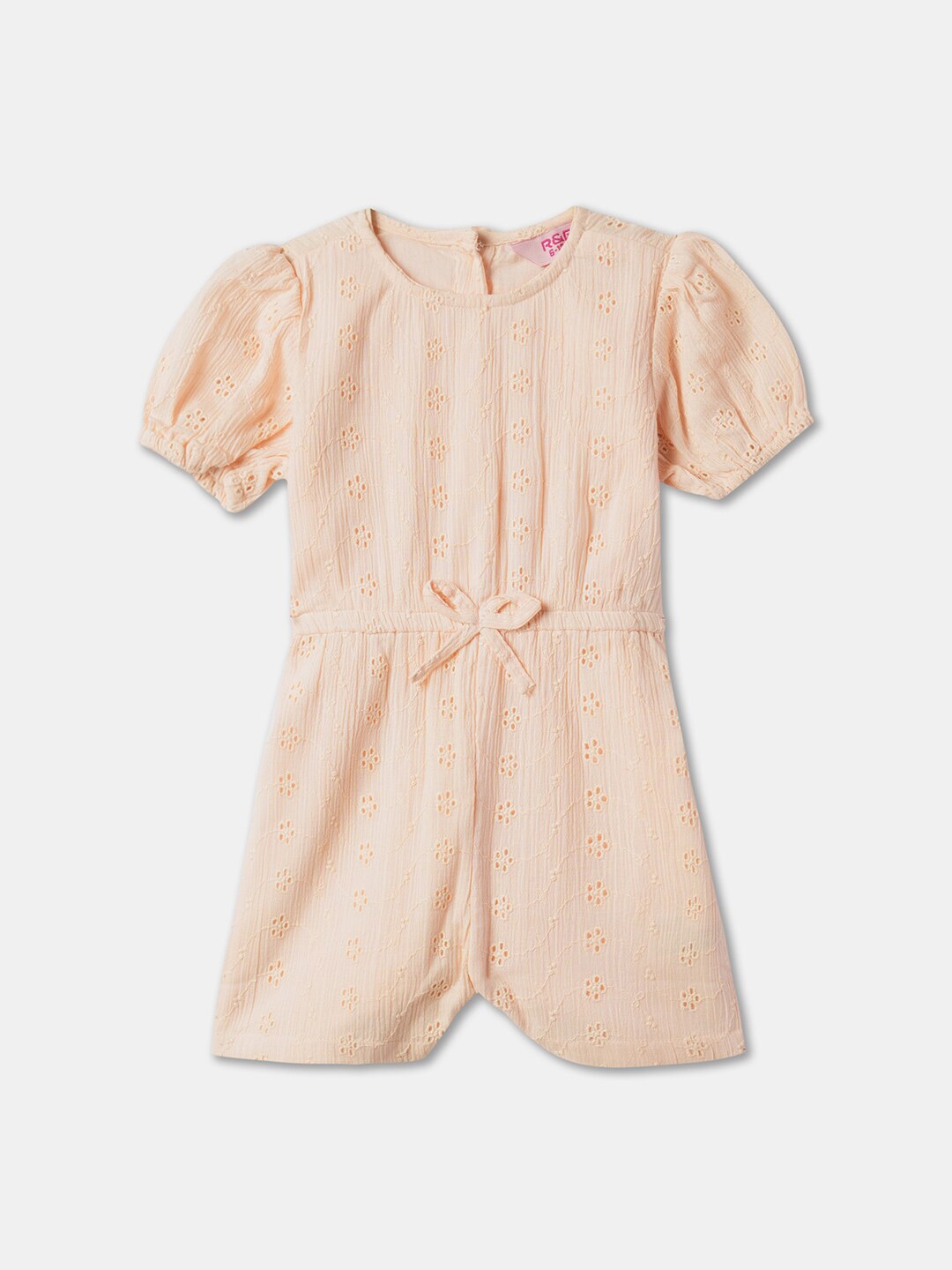 

R&B Infants Self Design Tie Up Playsuit, Pink