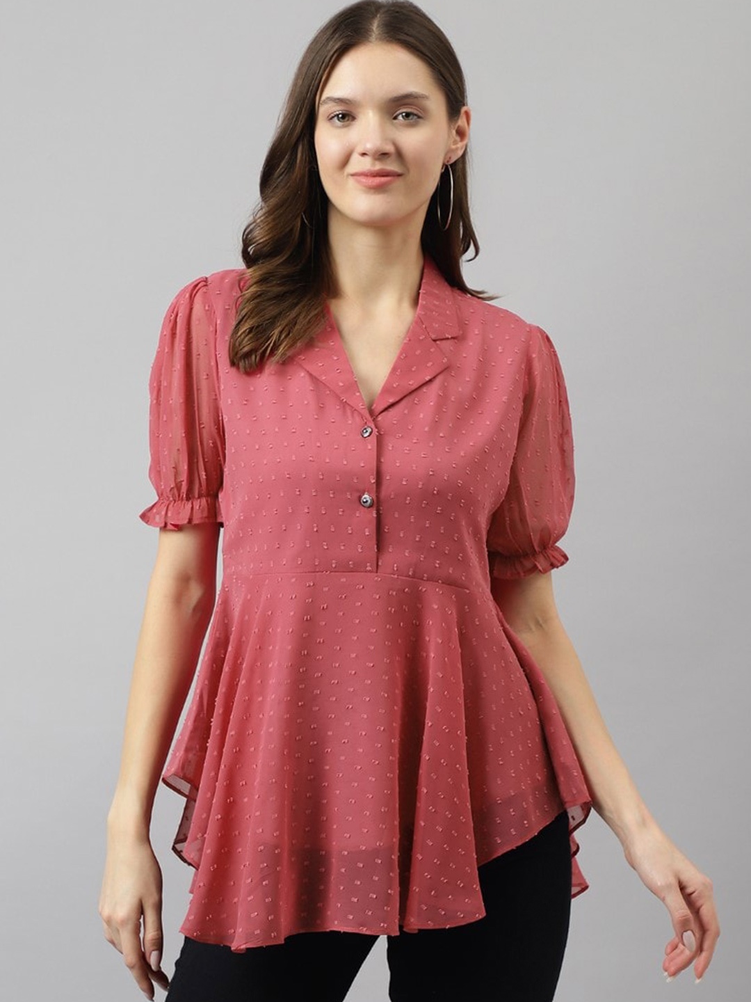

BAESD Puff Sleeve Flared Casual Top, Pink
