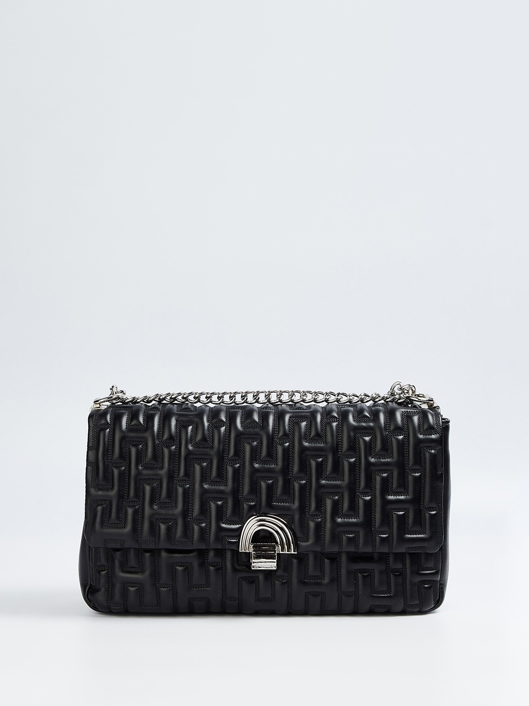 

CODE by Lifestyle Textured Structured Sling Bag with Quilted, Black