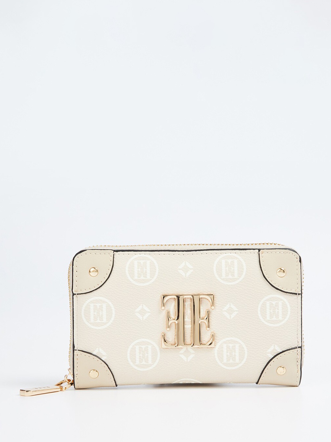 

ELLE Women Typography Printed Zip Around Wallet, Beige