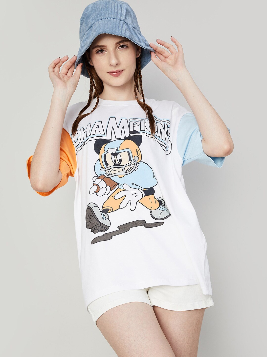 

Ginger by Lifestyle Mickey Mouse Printed Round Neck T-shirt, White