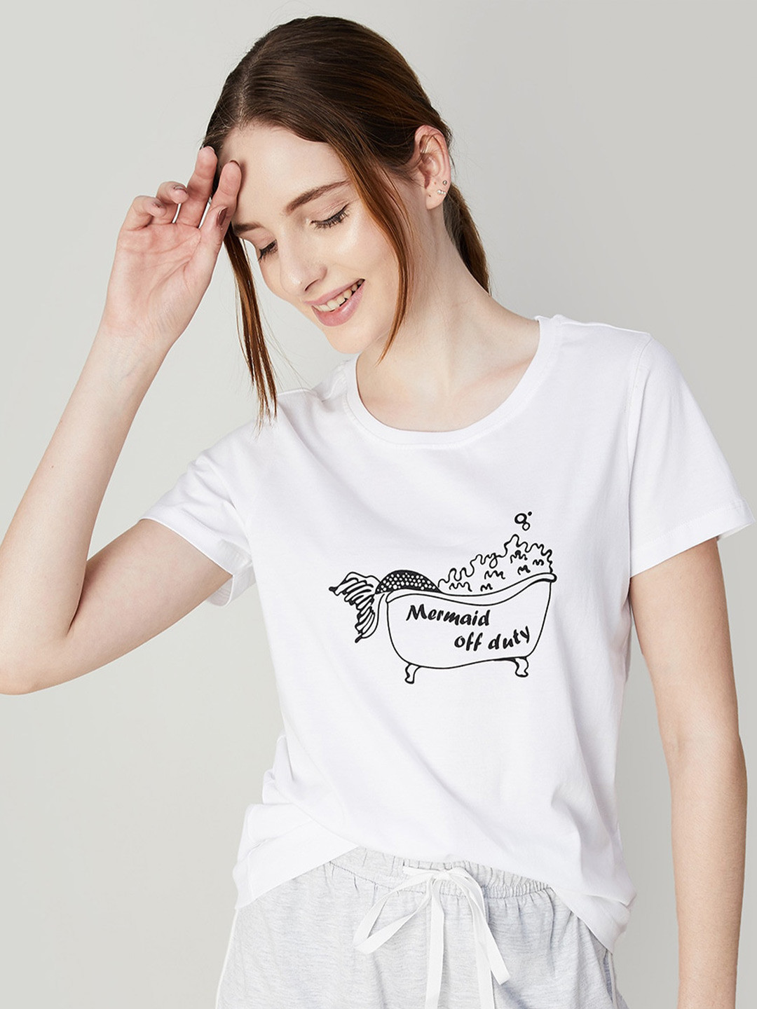 

Ginger by Lifestyle Typography Printed Round Neck T-shirt, White
