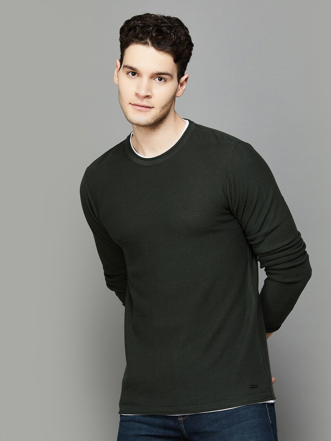 

Bossini Round Neck Long Sleeves Cotton T-shirt, Olive