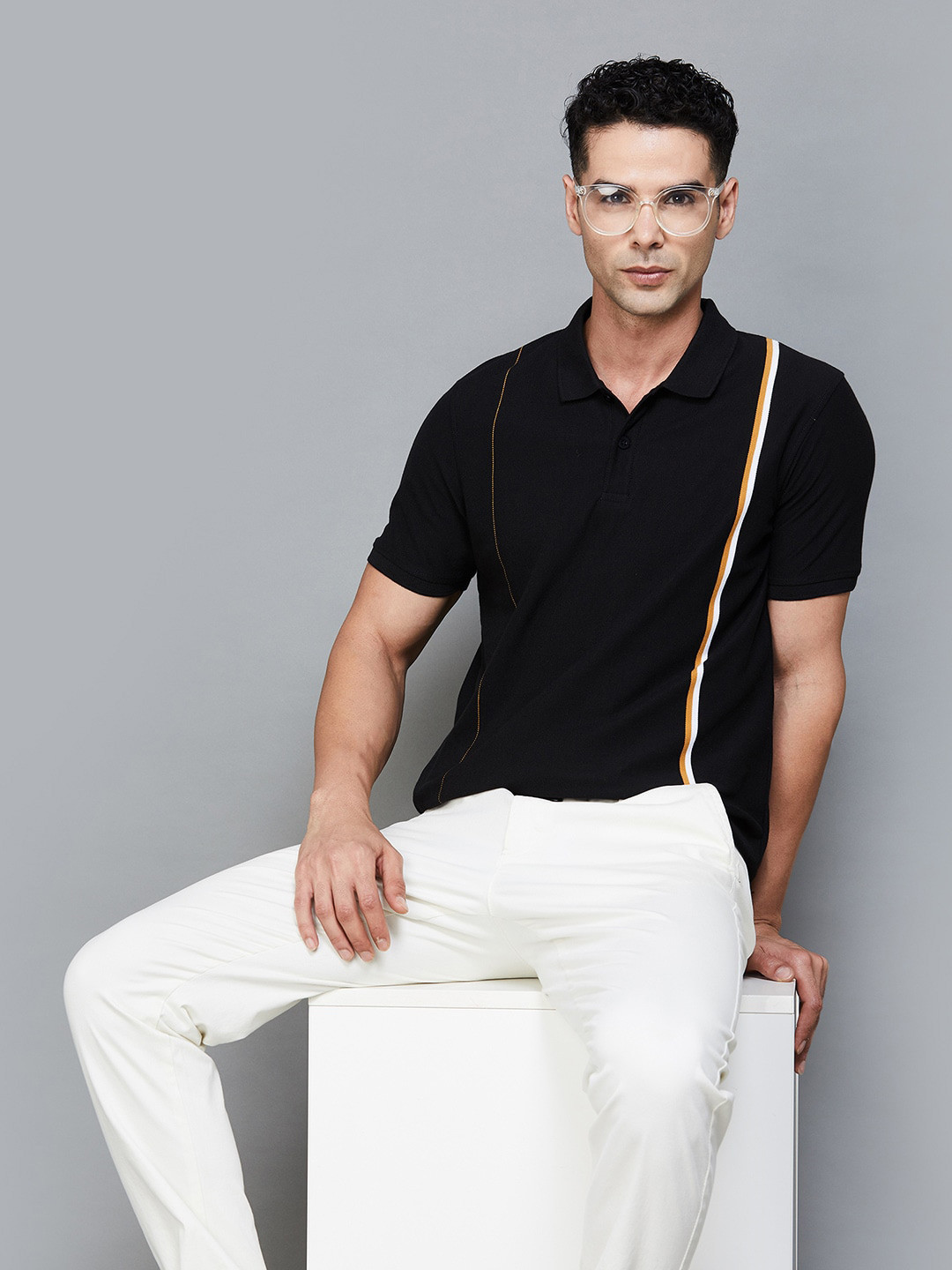 

CODE by Lifestyle Polo Collar Cotton T-shirt, Black