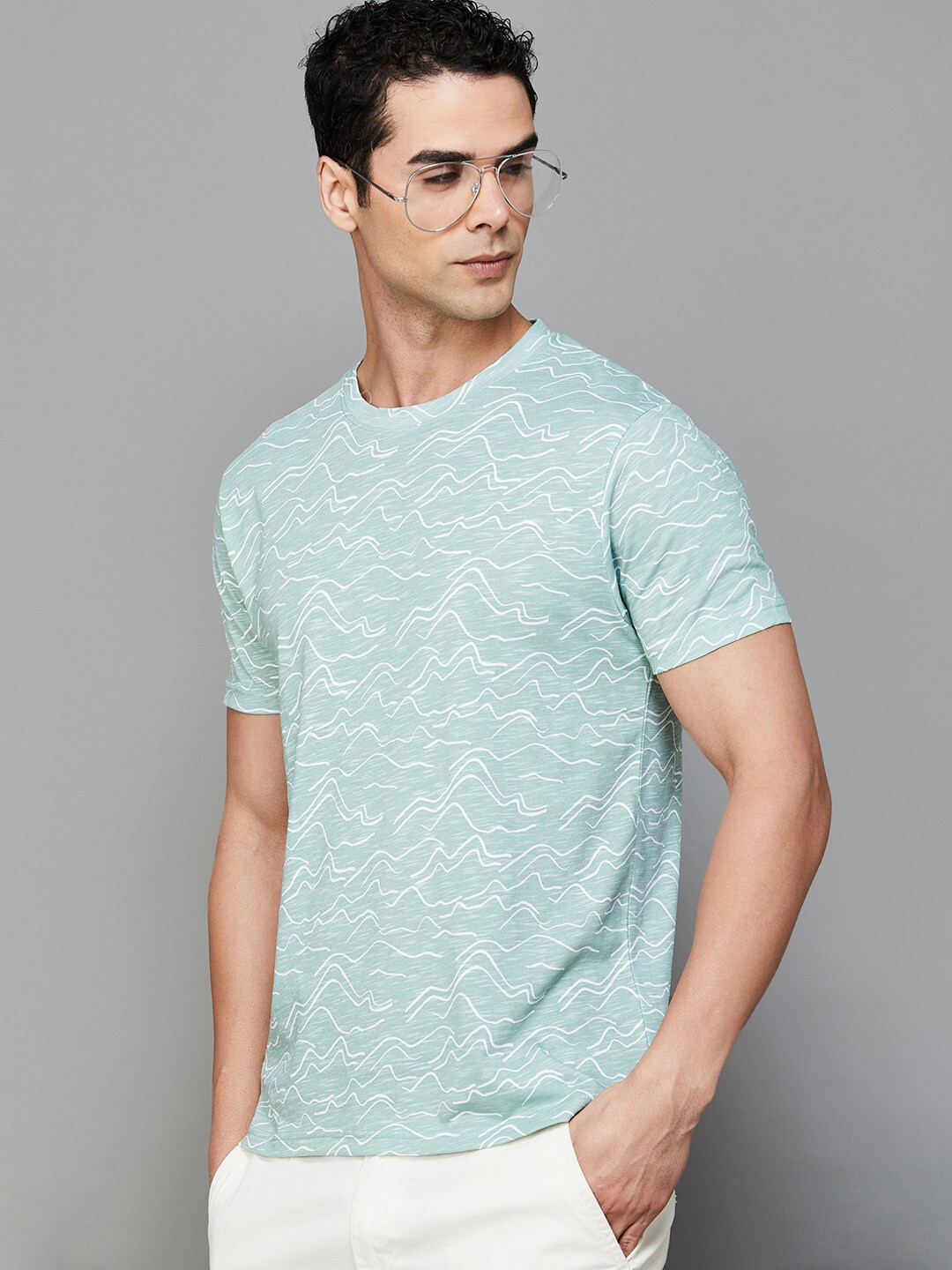 

CODE by Lifestyle Graphic Printed Round Neck Short Sleeves Cotton T-shirt, Olive