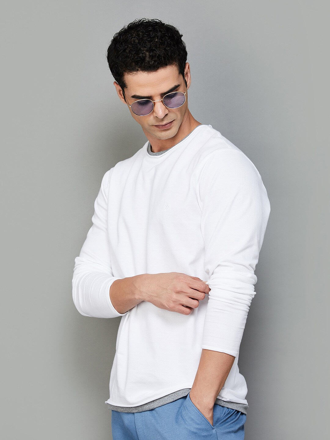 

CODE by Lifestyle Round Neck Cotton Knitted T-shirt, White