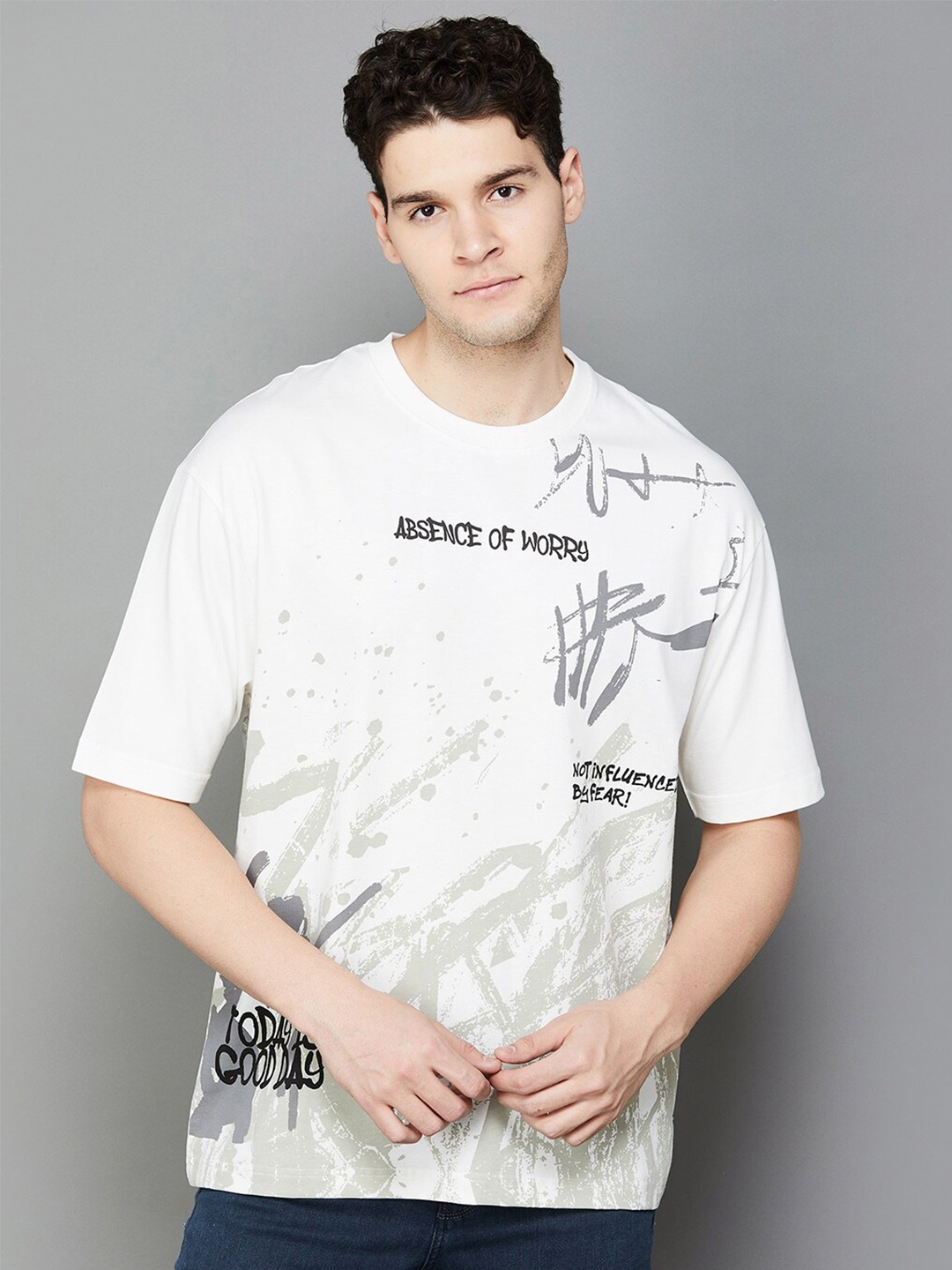 

Forca by Lifestyle Typography Printed Round Neck Short Sleeves T-shirt, Off white