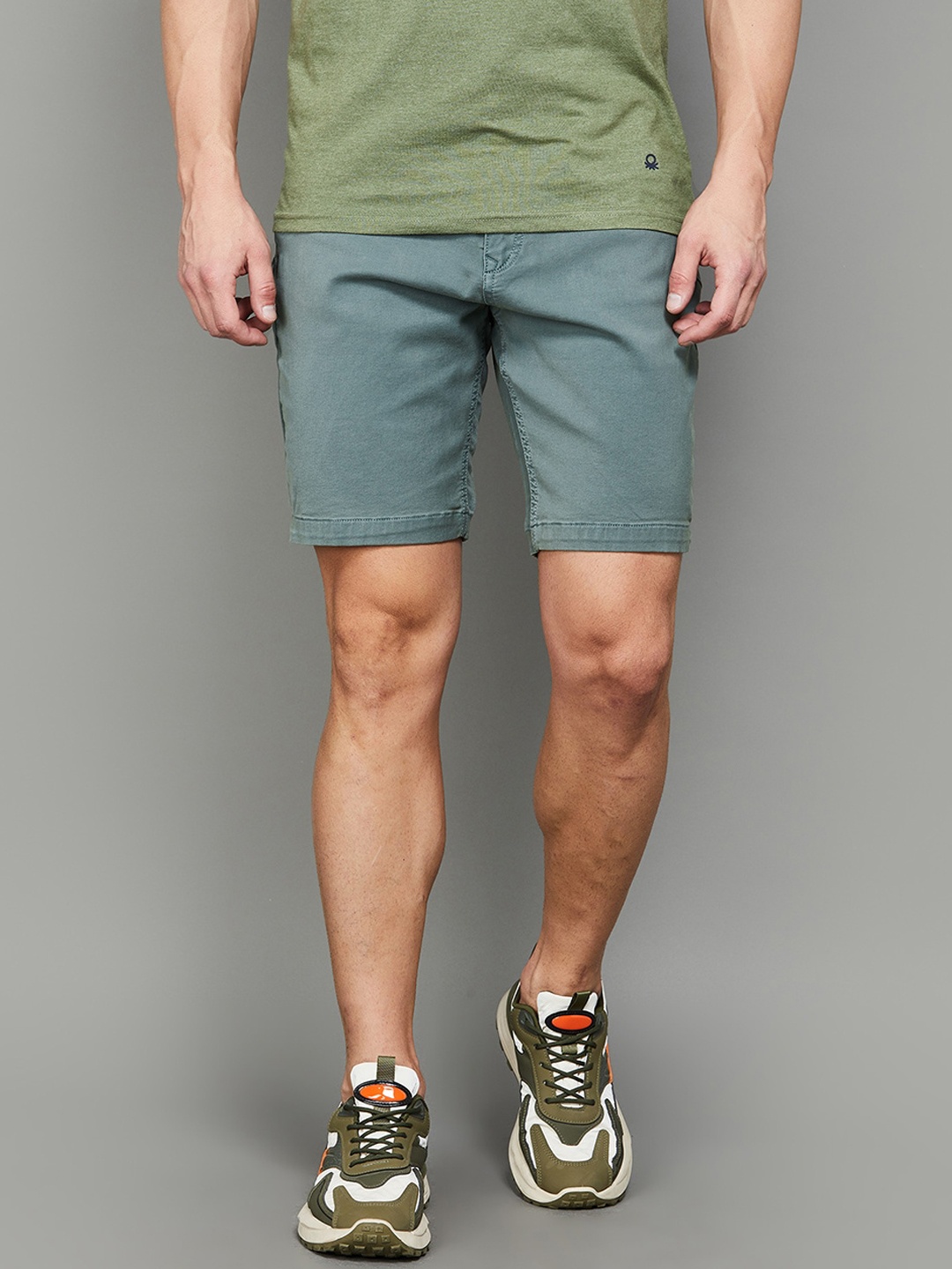 

Forca by Lifestyle Men Mid Rise Cotton Chino Shorts, Teal