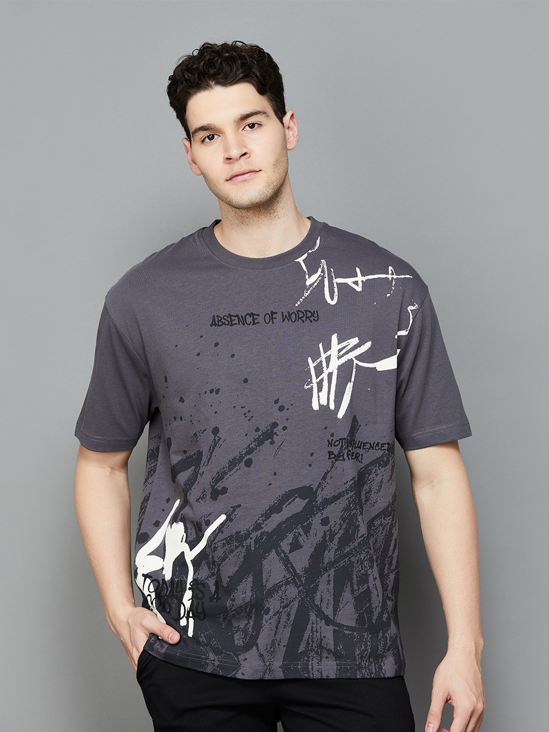 

Forca Typography Printed Round Neck Short Short Sleeves T-shirt, Grey