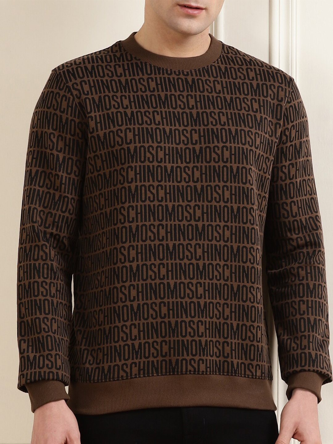 

MOSCHINO COUTURE Typography Printed Pullover, Brown