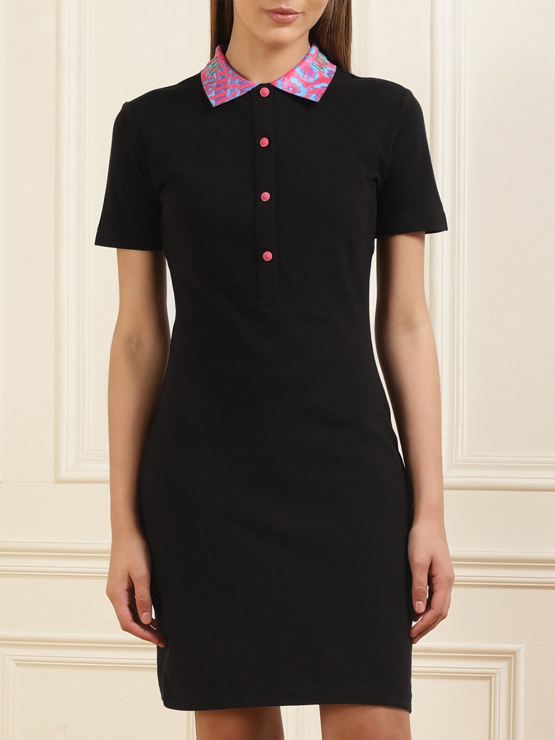 

Versace Jeans Couture Shirt Collar Sheath Dress, Black