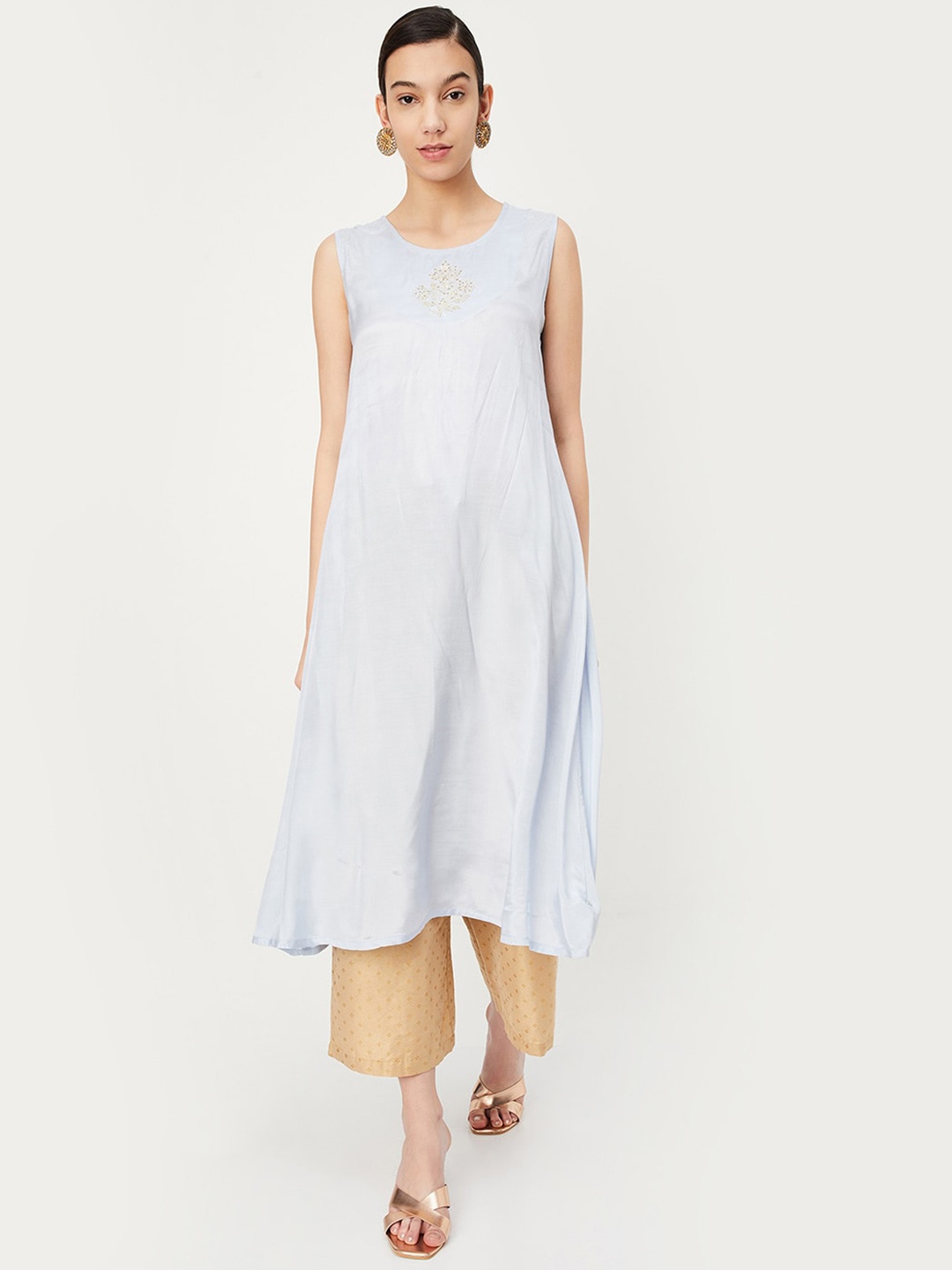 

max Sleeveless A Line Kurta With Jacket, Blue