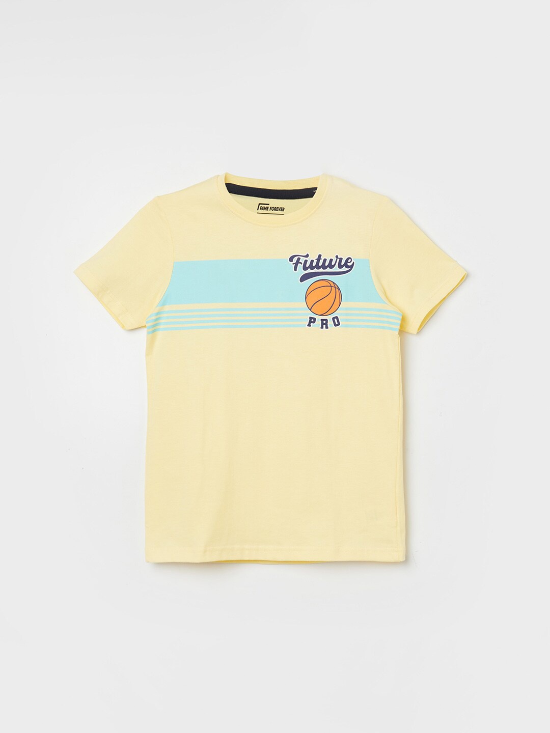 

Fame Forever by Lifestyle Boys Printed Cotton T-shirt, Yellow