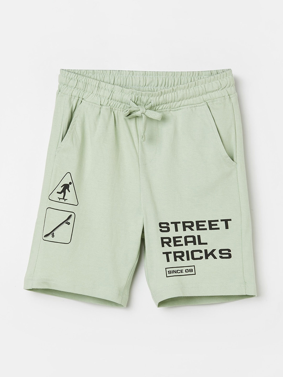 

Fame Forever by Lifestyle Boys Typography Printed Cotton Shorts, Olive