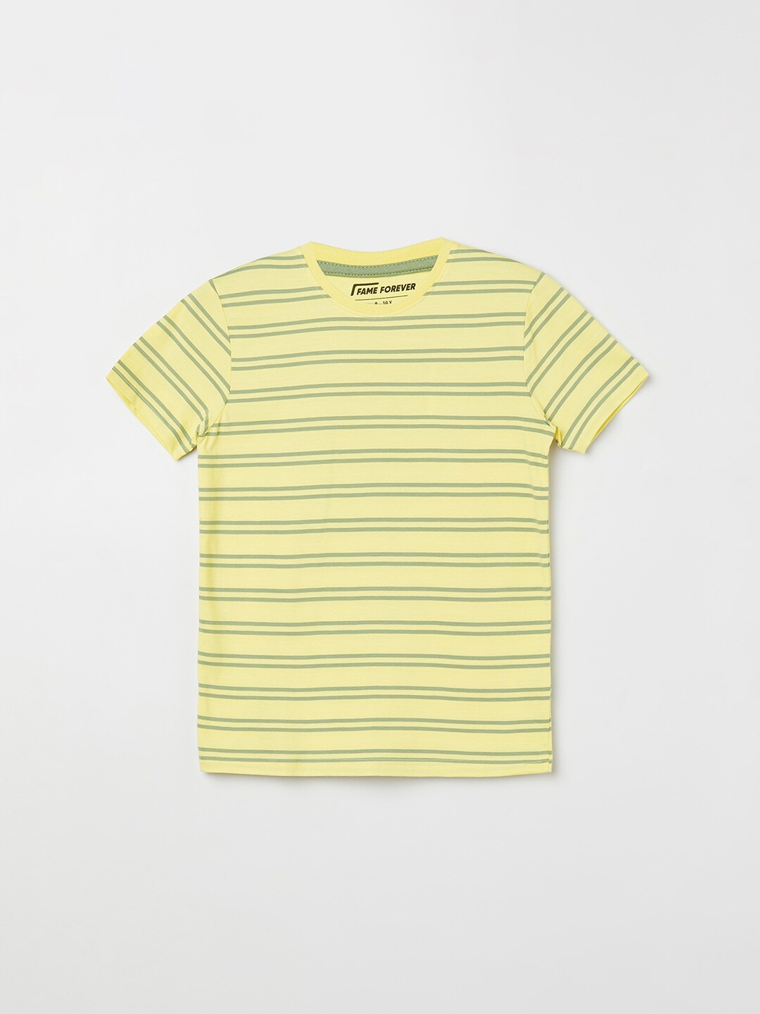 

Fame Forever by Lifestyle Boys Striped Cotton T-shirt, Yellow