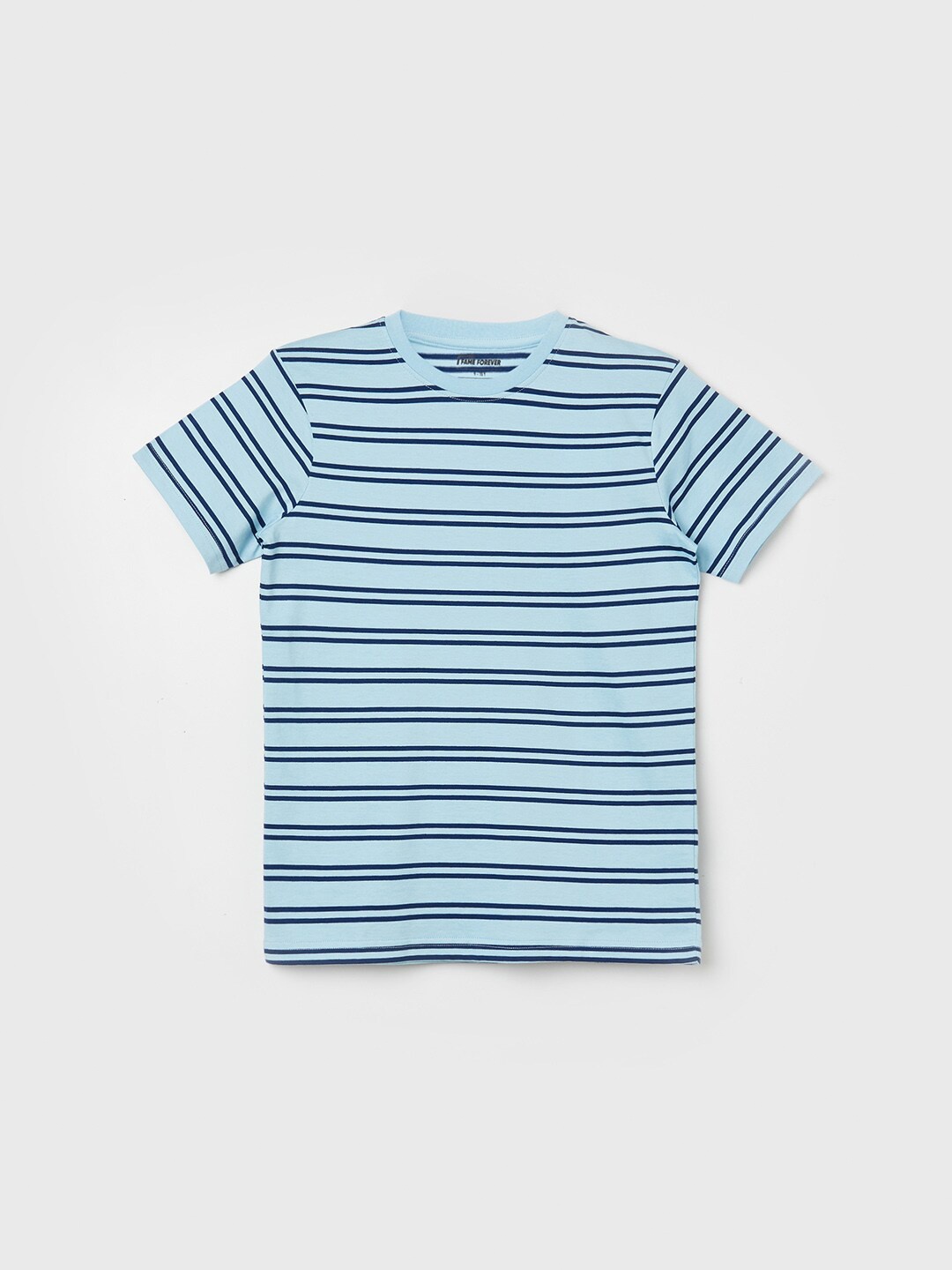 

Fame Forever by Lifestyle Boys Striped Round Neck Cotton T-shirt, Blue
