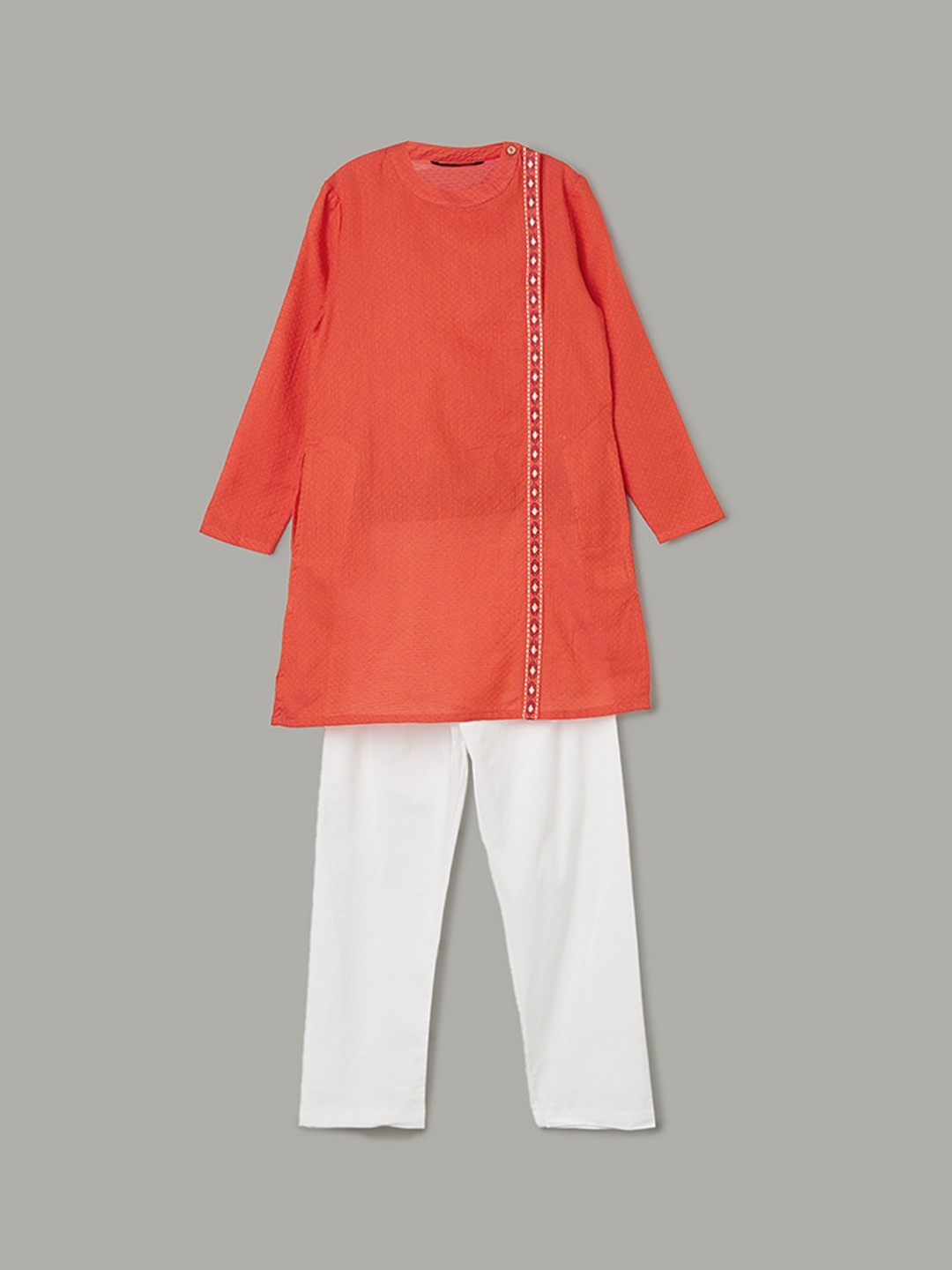 

Melange by Lifestyle Boys Regular Pure Cotton Kurta with Pyjamas, Orange