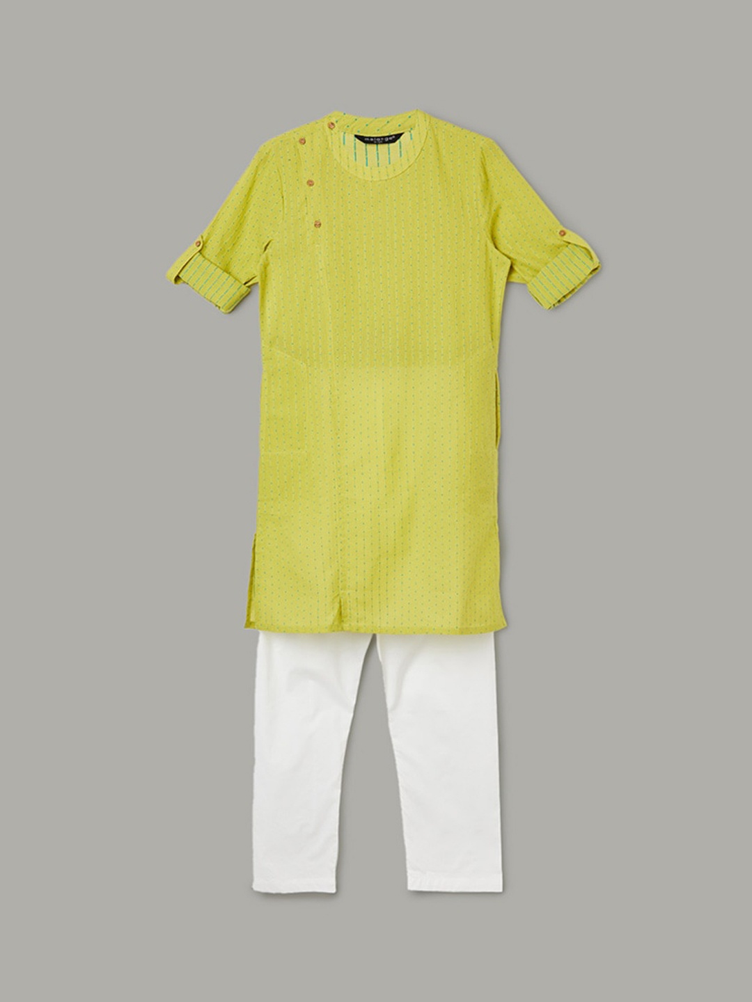 

Melange by Lifestyle Boys Regular Pure Cotton Kurta with Pyjamas, Green