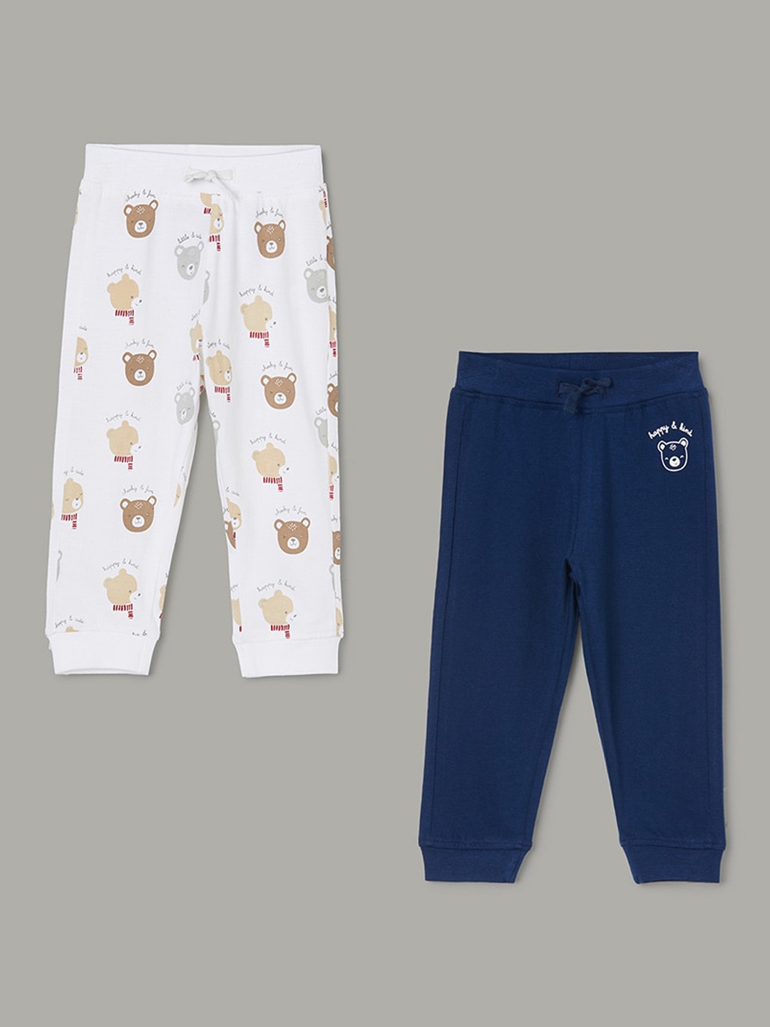 

Juniors by Lifestyle Boys Pack Of 2 Printed Pure Cotton Lounge Joggers, White