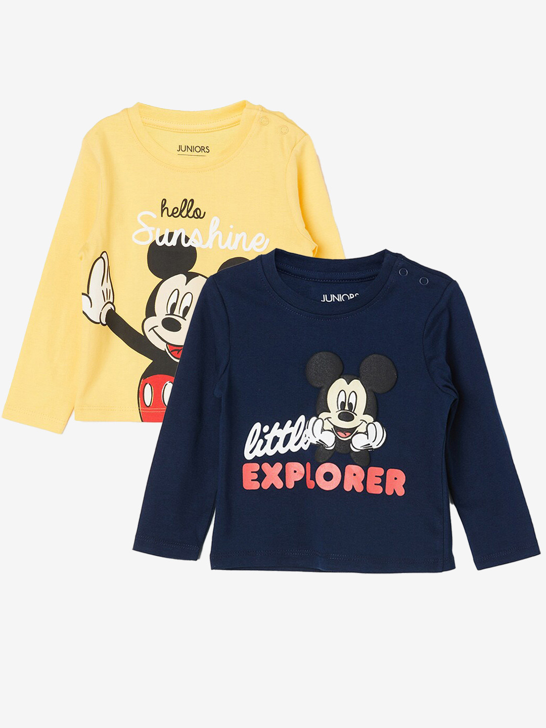 

Juniors by Lifestyle Boys Pack Of 2 Mickey Mouse Printed Cotton T-shirts, Yellow