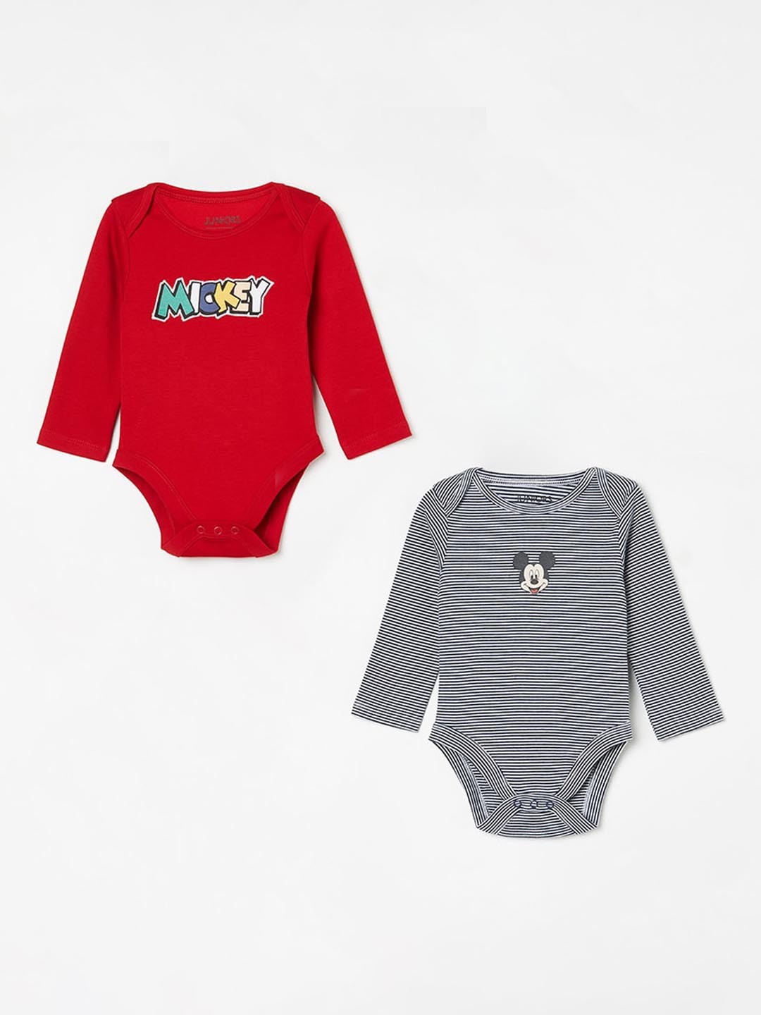 

Juniors by Lifestyle Infants Boys Pack Of 2 Printed Pure Cotton Bodysuit, Grey