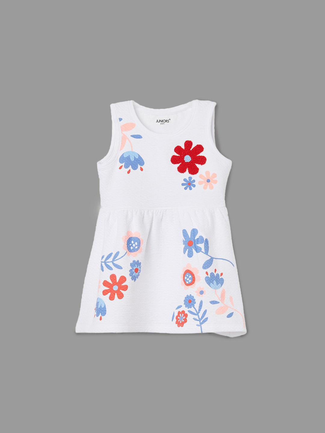 

Juniors by Lifestyle Round Neck Floral Printed Fit & Flare Dress, White