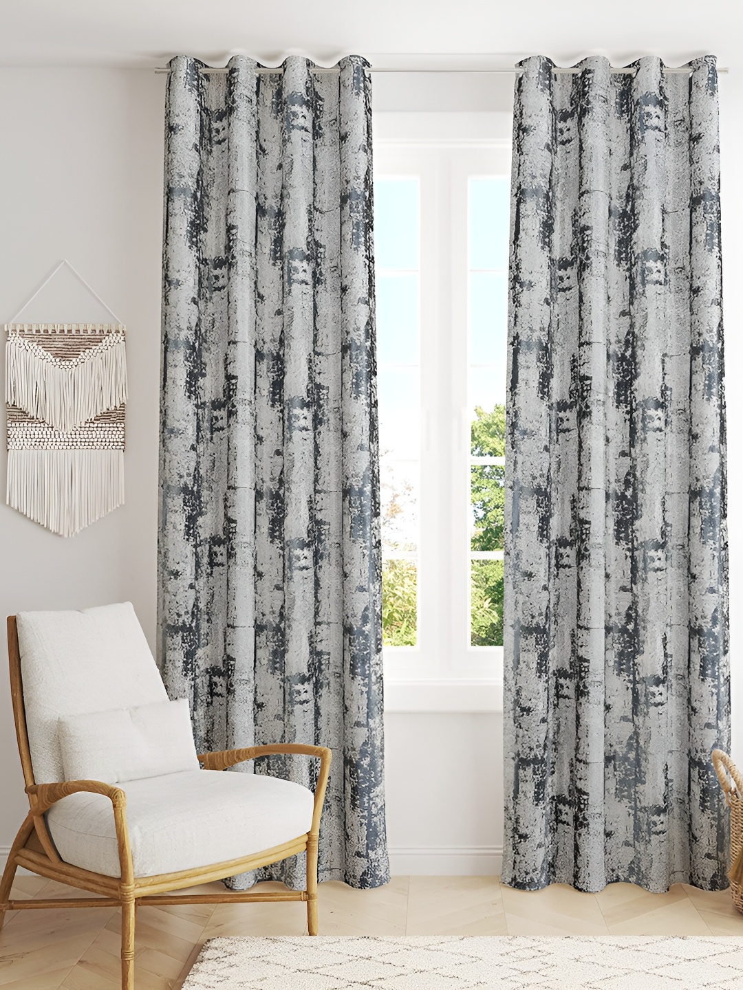 

LAFIONA Grey 2 Pieces Black Out Long Door Curtains