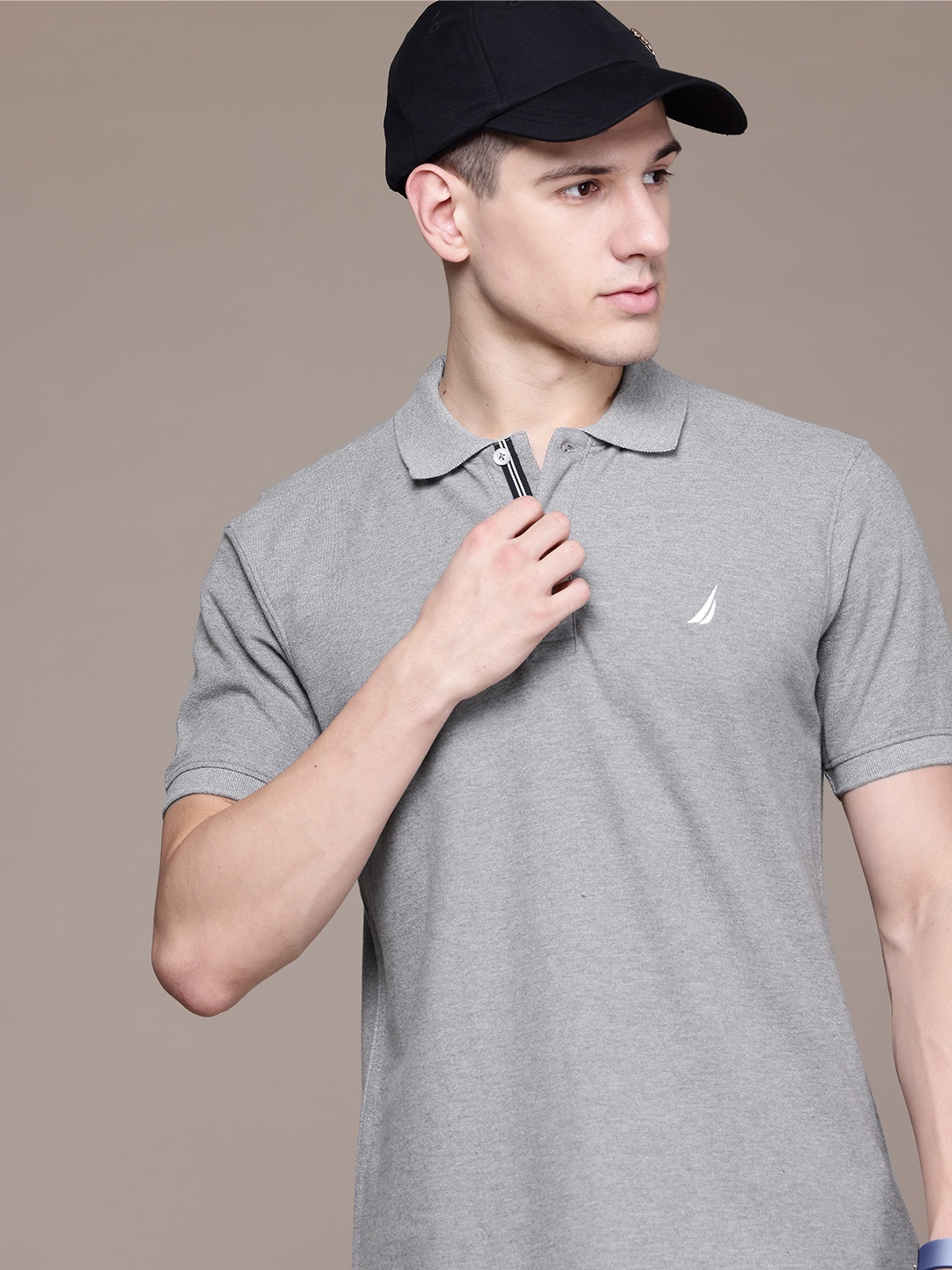 

Nautica Polo Collar Pure Cotton T-shirt, Grey