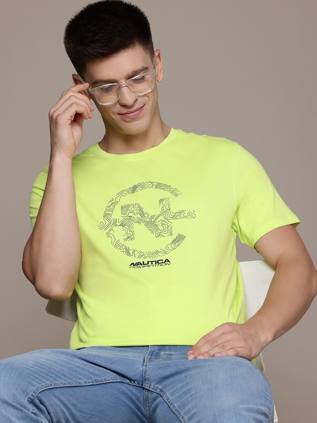 

Nautica Typography Print Pure Cotton T-shirt, Lime green