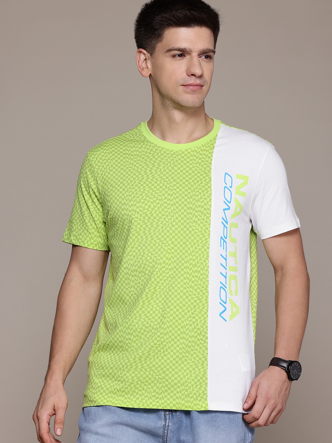 

Nautica Round Neck Colourblocked T-shirt, Green