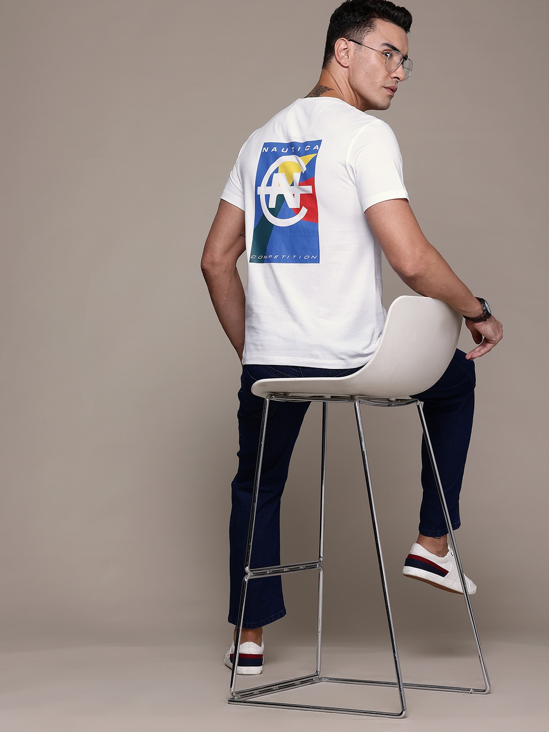 

Nautica Brand Logo Printed Pure Cotton T-shirt, White
