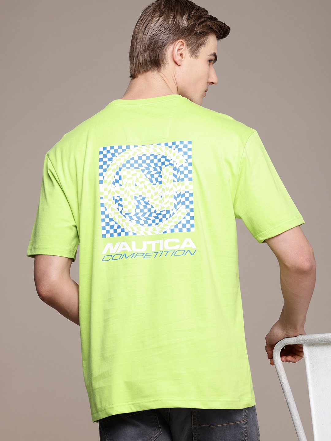 

Nautica Typography Printed High IQ Pure Cotton T-shirt, Fluorescent green