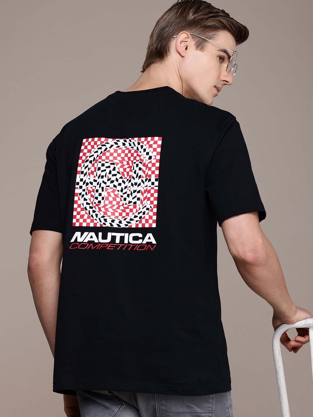 

Nautica Typography Printed High IQ Pure Cotton T-shirt, Black