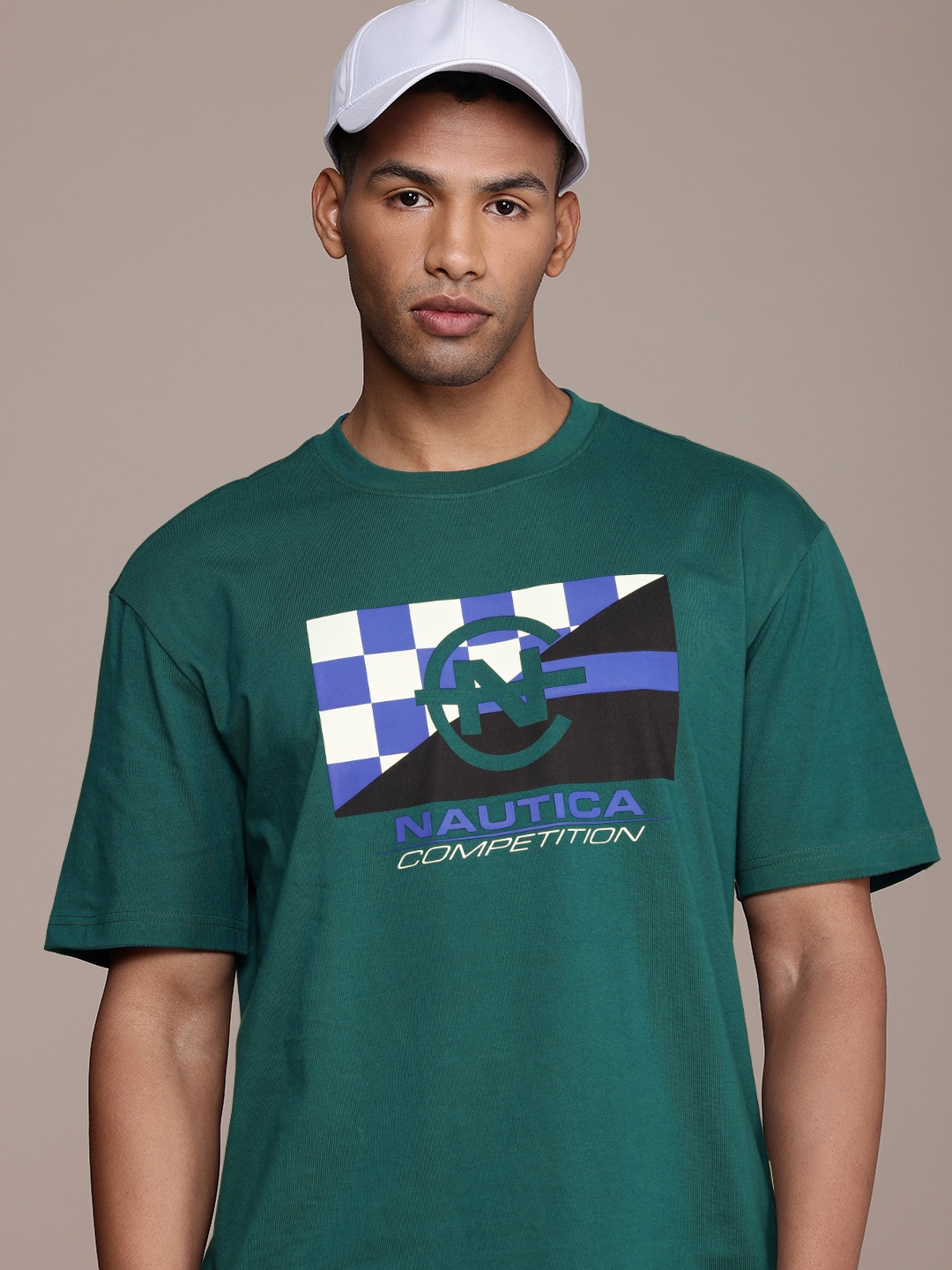 

Nautica Brand Logo Printed High IQ Pure Cotton T-shirt, Teal