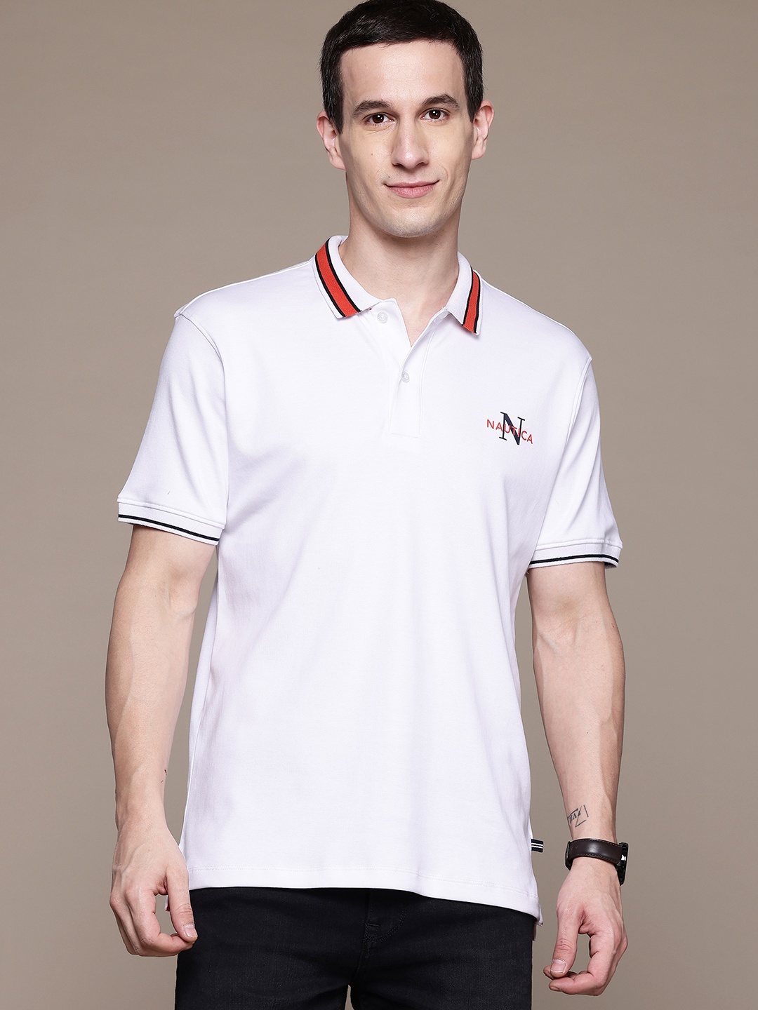 

Nautica Pure Cotton Polo Collar T-shirt, White