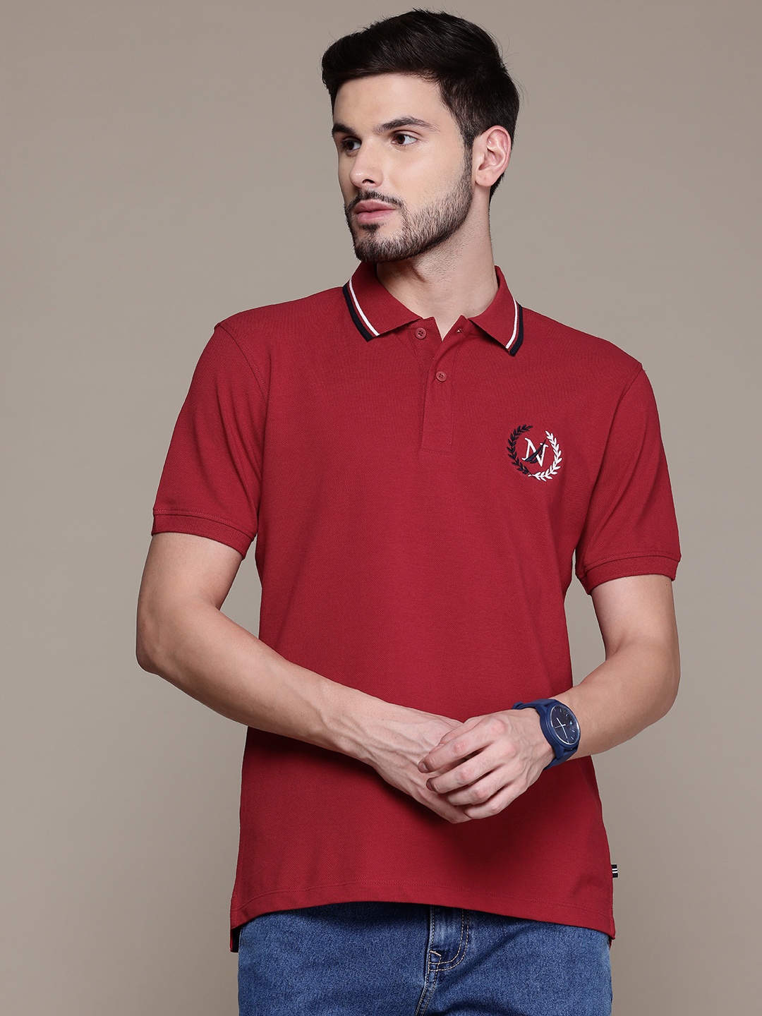 

Nautica Polo Collar Pure Cotton T-shirt, Maroon