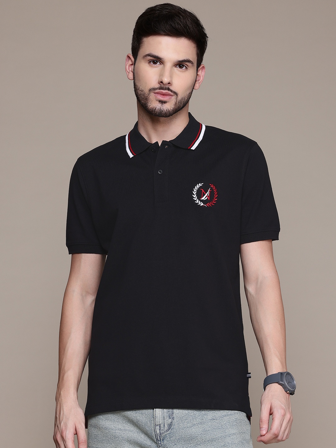 

Nautica Polo Collar Pure Cotton T-shirt, Black