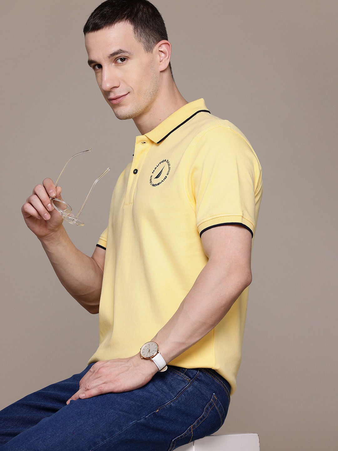 

Nautica Polo Collar Pure Cotton T-shirt, Yellow