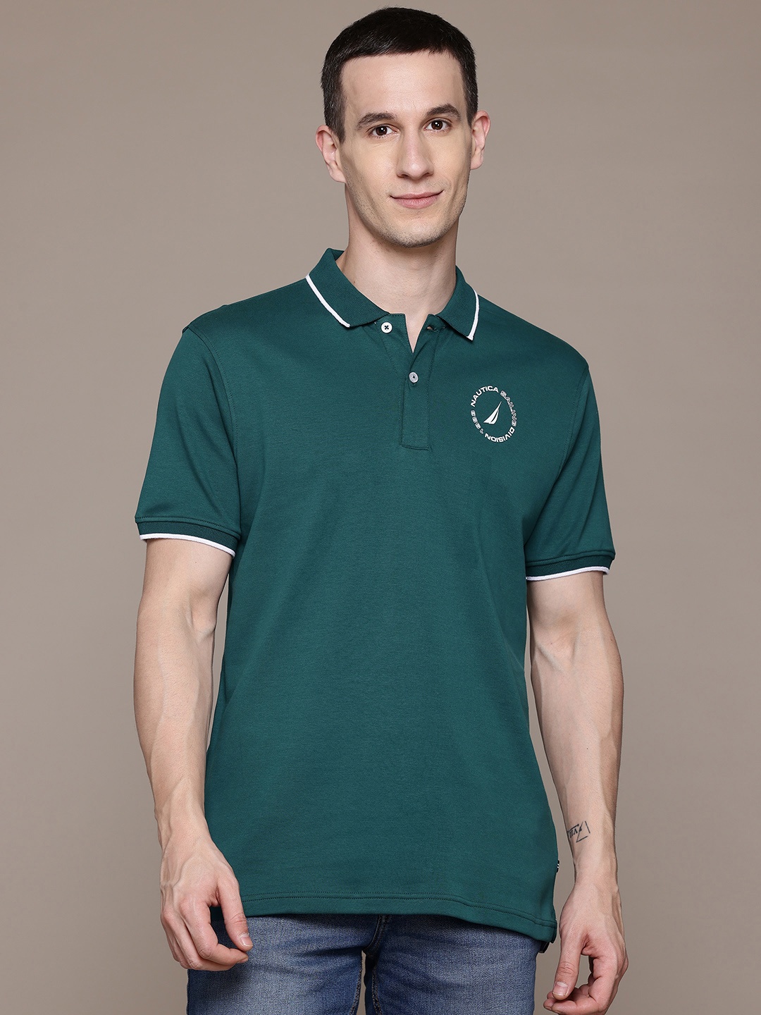 

Nautica Polo Collar Pure Cotton T-shirt, Teal