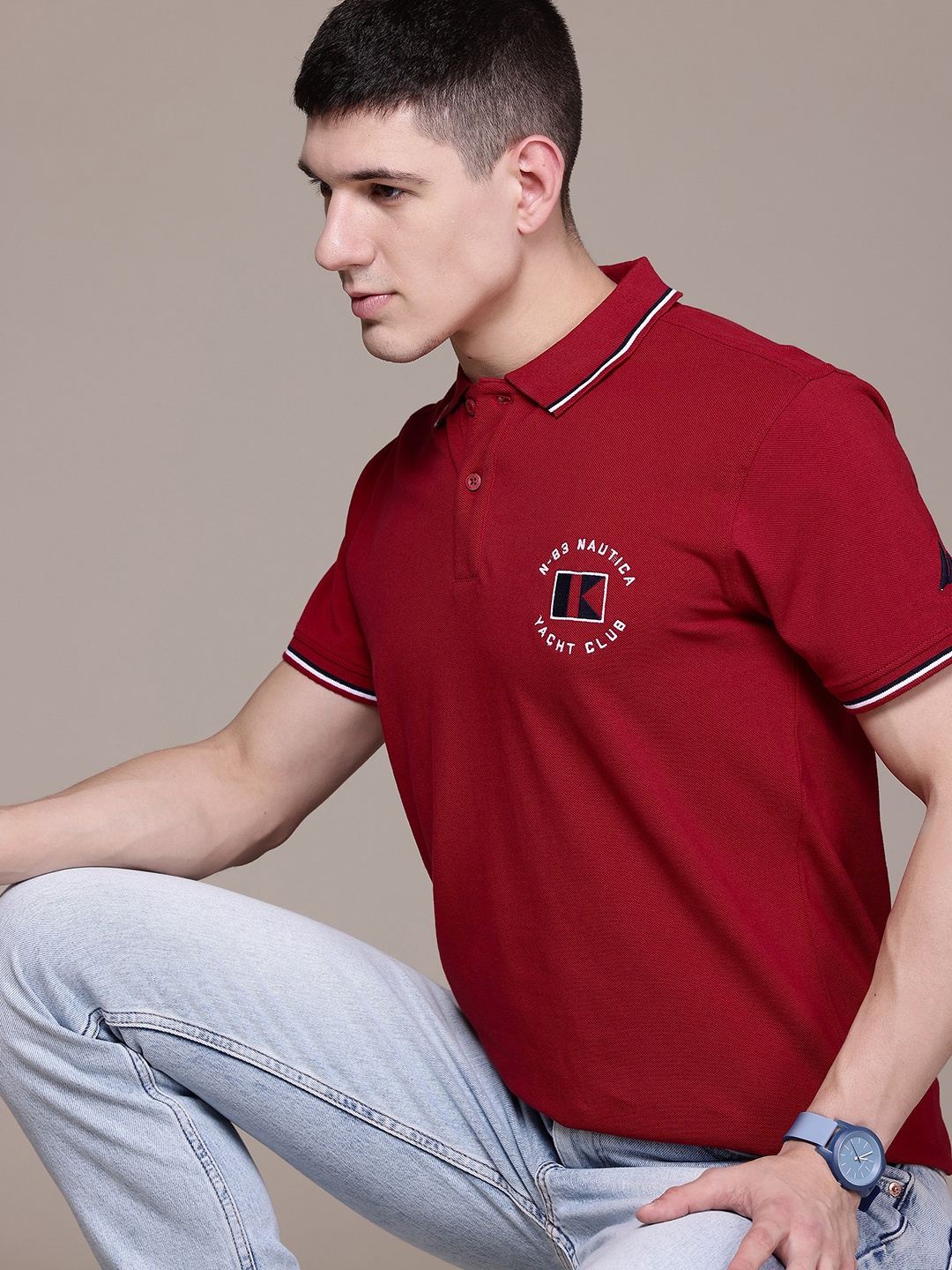 

Nautica Regular Fit Polo Collar T-Shirt, Maroon