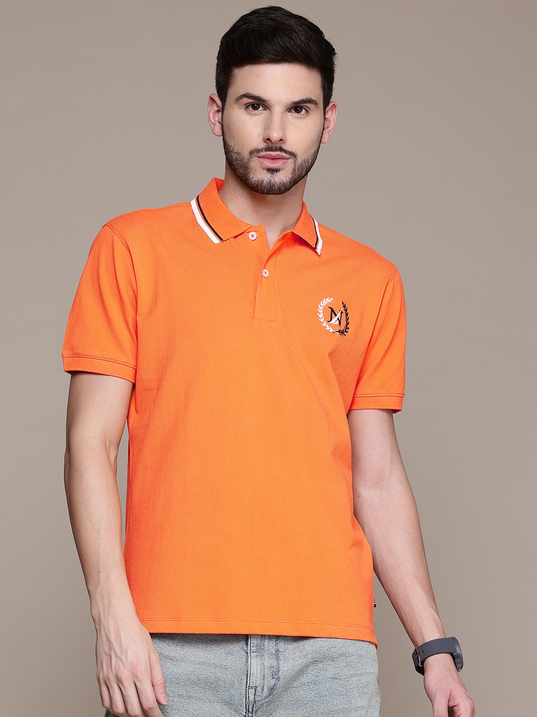 

Nautica Polo Collar Pure Cotton T-shirt, Orange