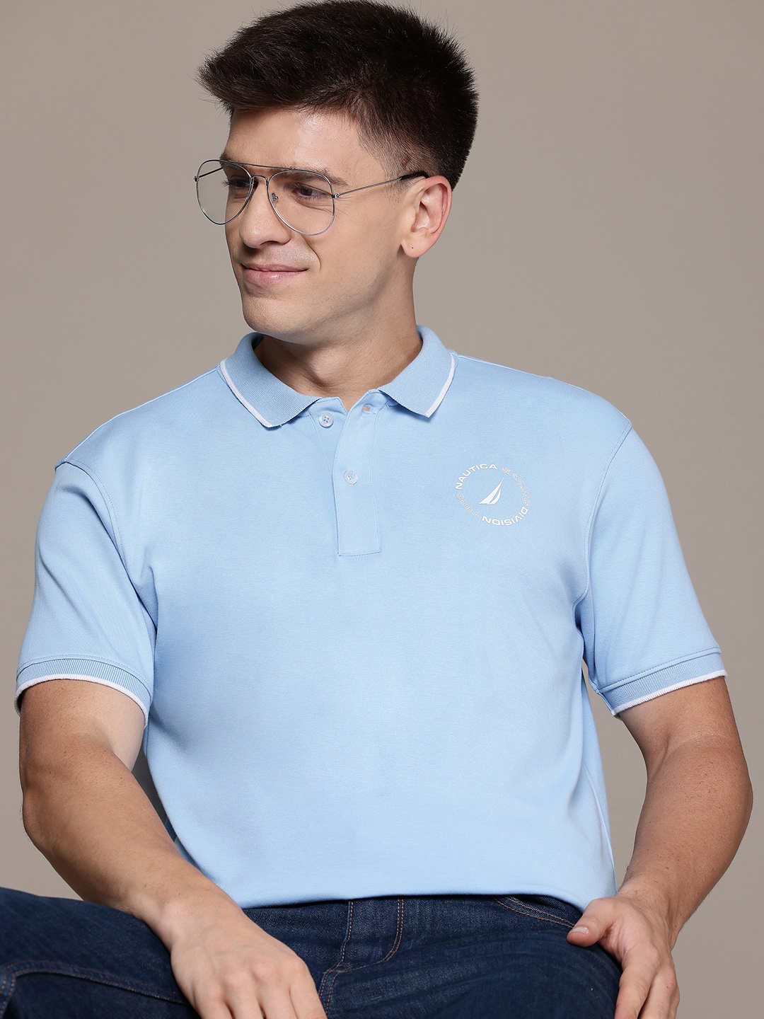 

Nautica Pure Cotton Polo Collar Pure Cotton T-shirt, Blue