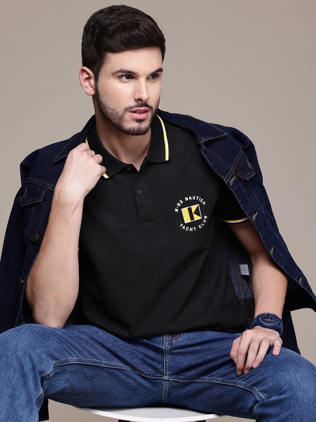 

Nautica Polo Collar Pure Cotton T-shirt, Black