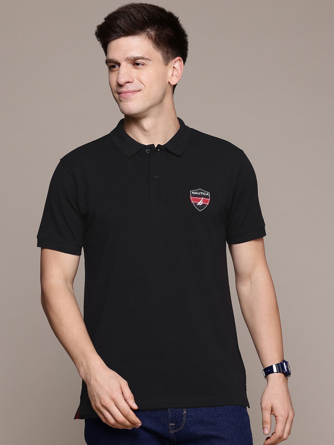 

Nautica Polo Collar Pure Cotton T-shirt, Black