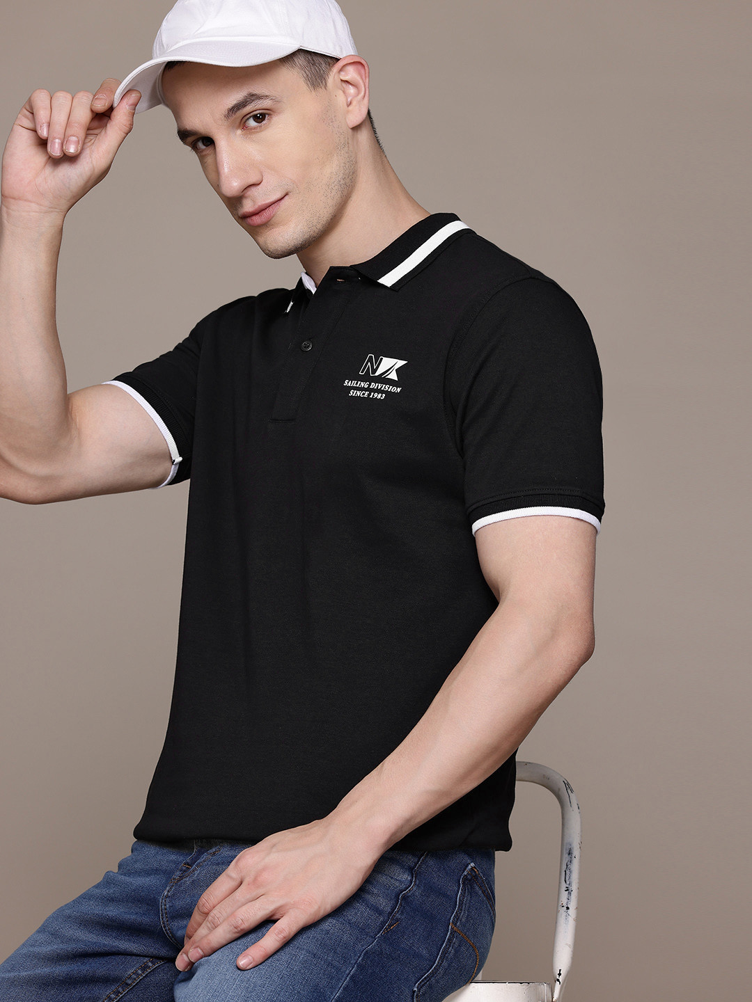 

Nautica Polo Collar Pure Cotton T-shirt, Black