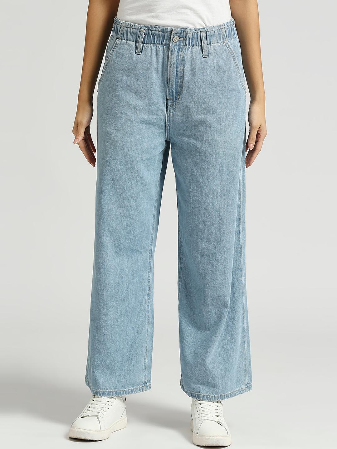 

Pepe Jeans Women Straight Fit High-Rise Pure Cotton Jeans, Blue